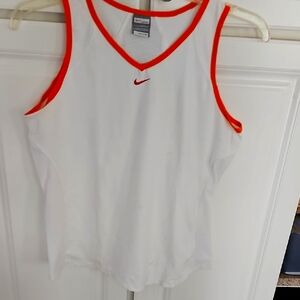 Nike White and Orange Tank Top Size L